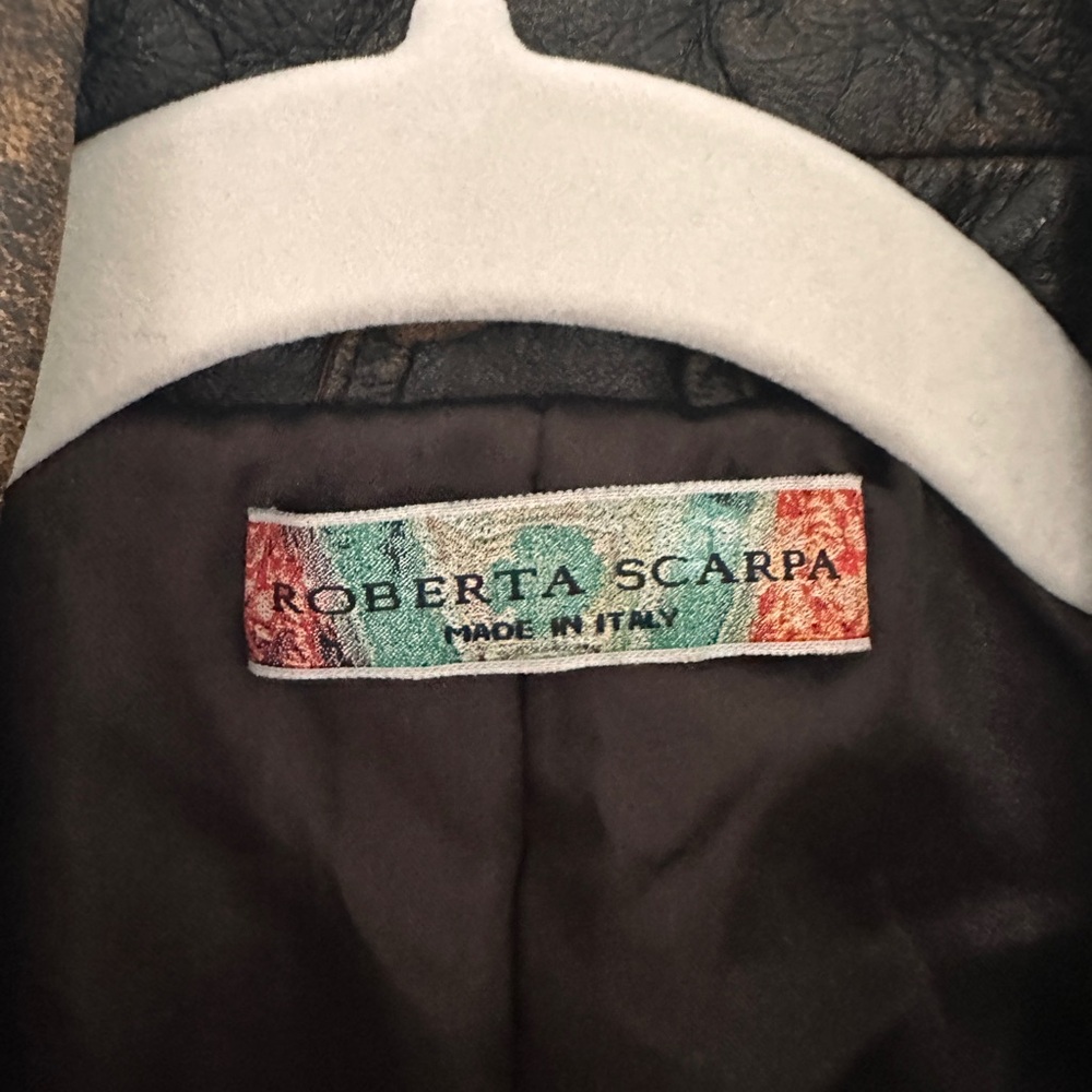 Roberta Scarpa Genuine Lamb Leather Vintage-Inspired Brown Jacket - Picture 10 of 11